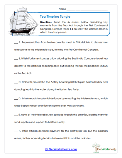 Tea Party Timeline Worksheet