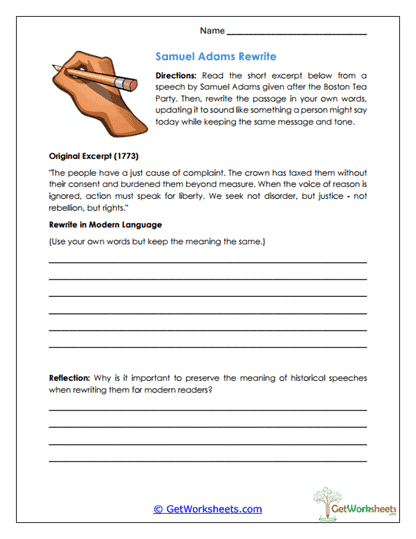 Speech Rewrite Worksheet