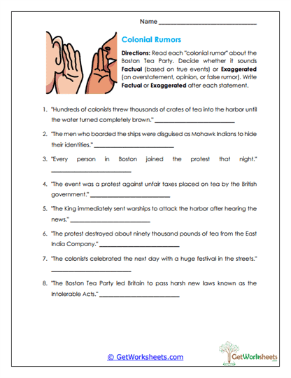 Fact or Exaggeration Worksheet
