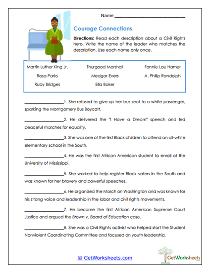 Civil Rights Leaders Worksheet