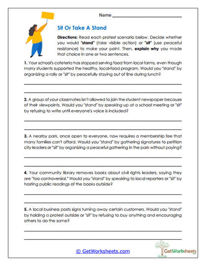 Stand or Sit Worksheet