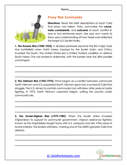Proxy War Summaries Worksheet