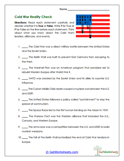 Cold War Reality Check Worksheet