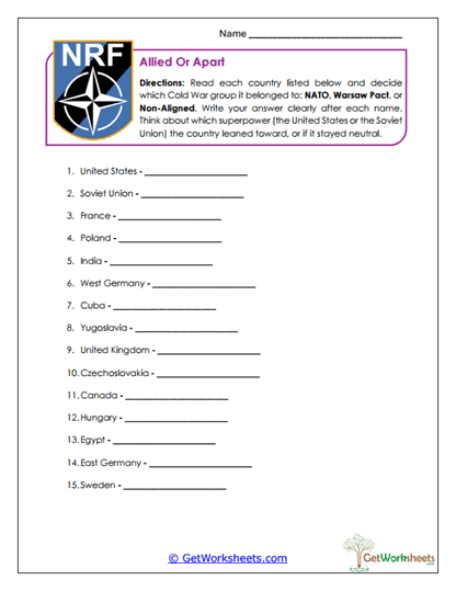 Allied or Apart Worksheet