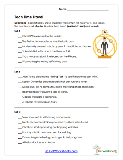Tech Time Travel Worksheet