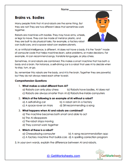 Brains vs. Bodies Worksheet