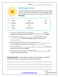 Sunrail Worksheet The Sun Worksheets | Solar Energy - GetWorksheets.com