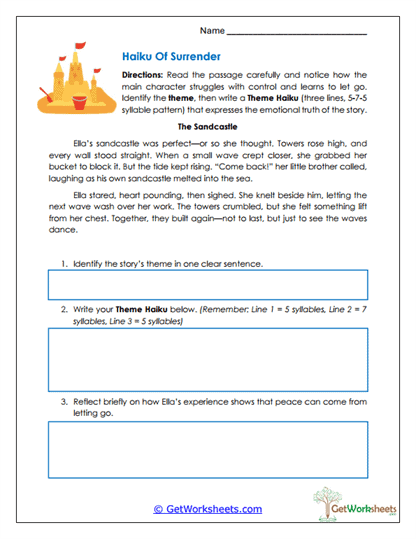 Haiku of Surrender Worksheet
