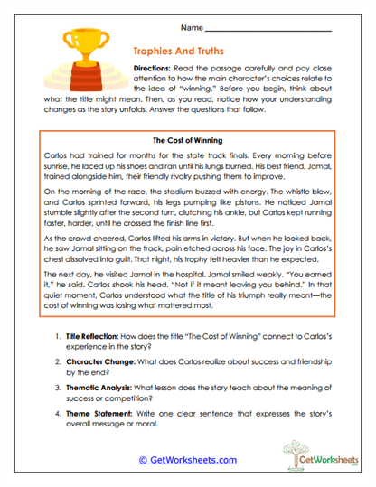 Trophies and Truths Worksheet
