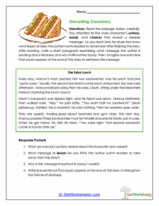 Theme Identification Worksheets - GetWorksheets.com