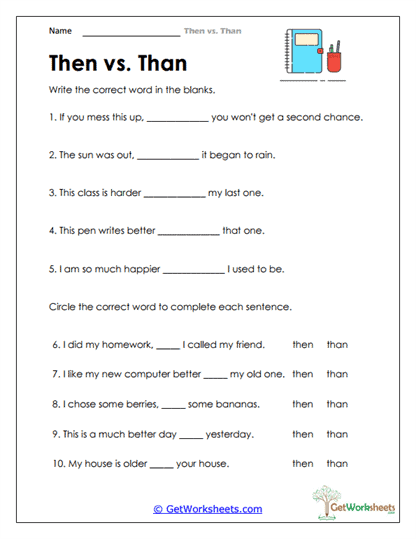 Comparison and Sequence Practice Worksheet