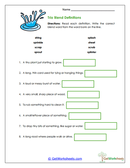 Trio Definitions Worksheet