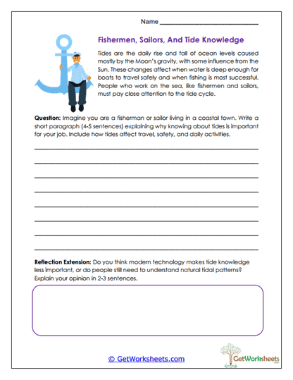 Fishermen, Sailors, and Tides Worksheet