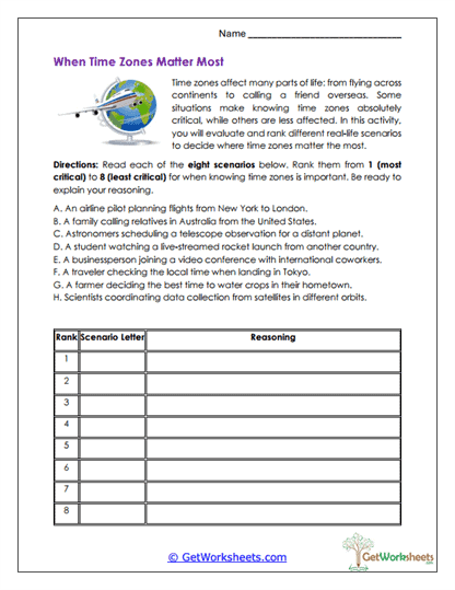 When They Matter Worksheet