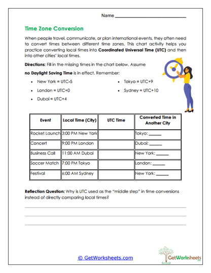 Converting Global Times Worksheet