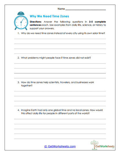 Why Time Zones Matter Worksheet