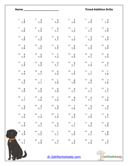 Single-Digit Speed Grid Worksheet