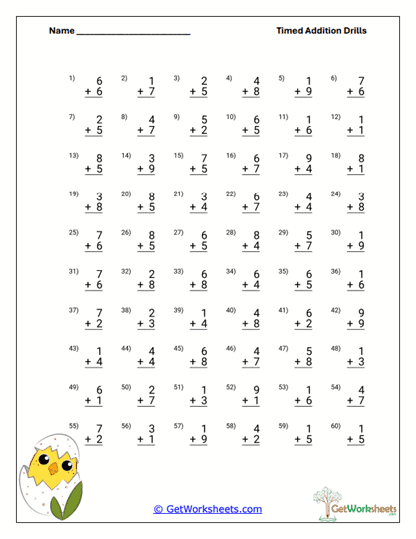 Timed Basic Facts Worksheet