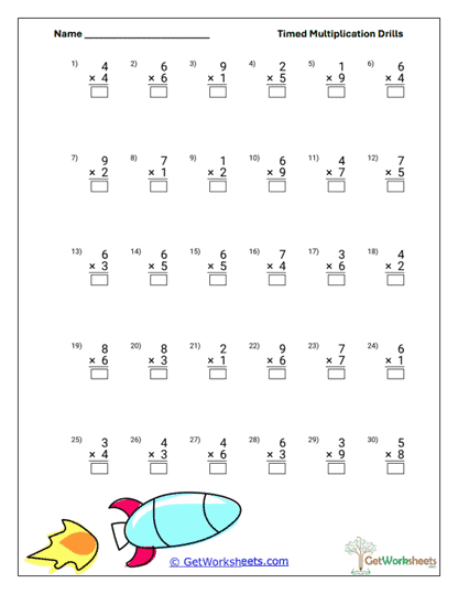 Timed Multiplication Drill Worksheets