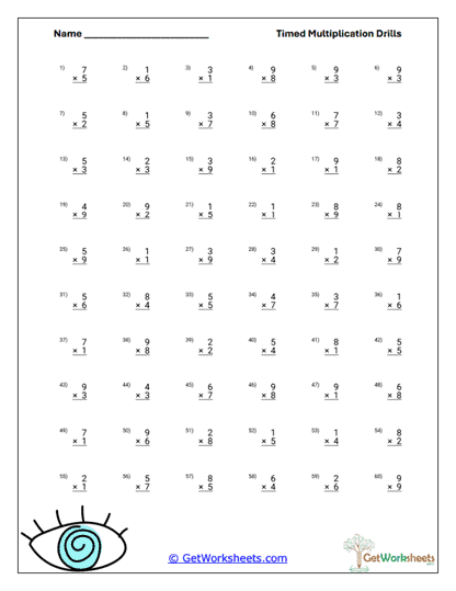 Comprehensive Fact Drill Worksheet