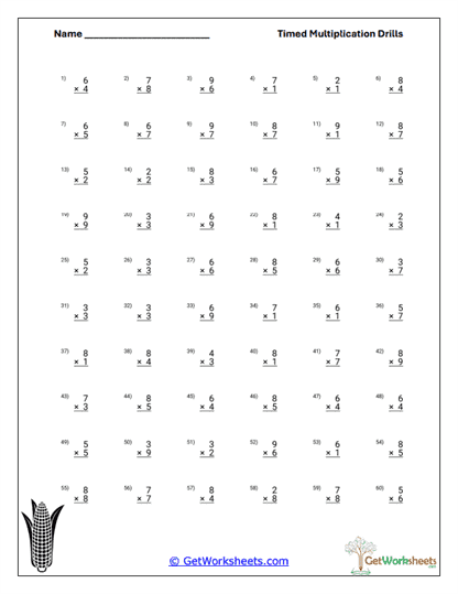 Multi-Family Fact Practice Worksheet