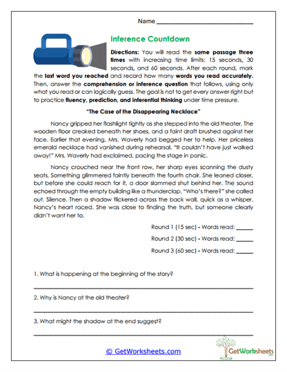 Inference Countdown Worksheet