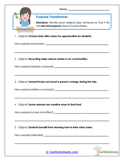 Purpose Transformer Worksheet