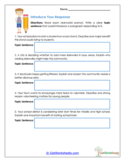 Introduce Your Response Worksheet