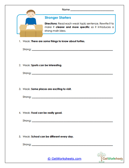 Stronger Starters Worksheet