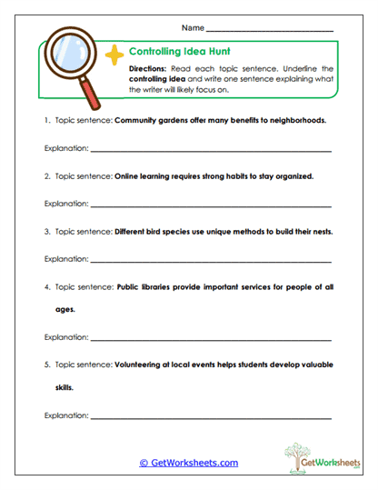 Controlling Idea Hunt Worksheet
