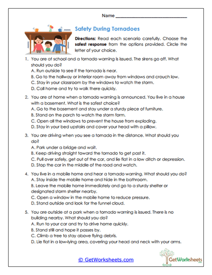 Wind Safety Scenarios Worksheet
