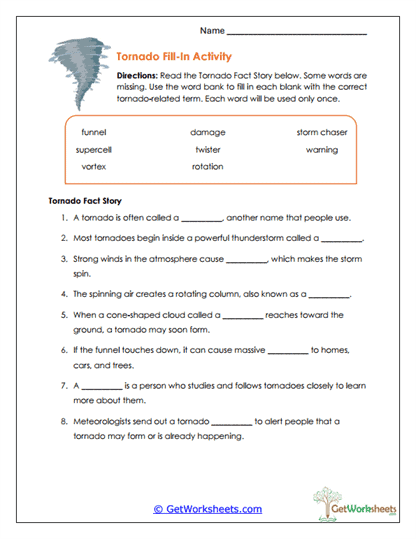 Fill-In Activity Worksheet