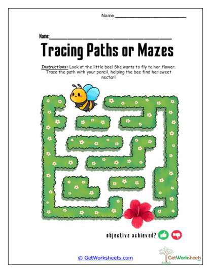 Bee Flower Maze Worksheet