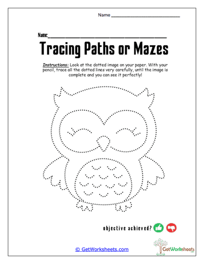 Owl Outline Tracing Worksheet