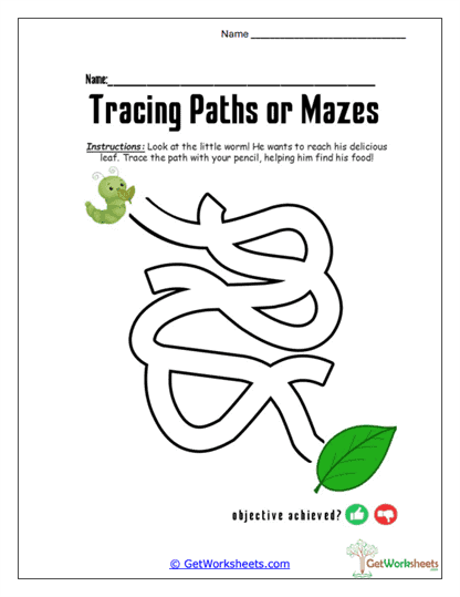 Worm Leaf Path Worksheet