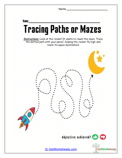 Rocket Space Path Worksheet