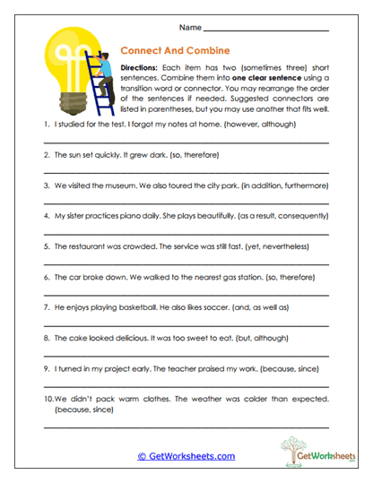 Connect and Combine Worksheet