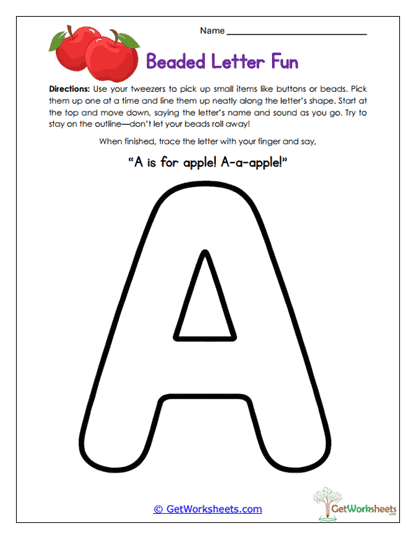 Beaded Letter A Worksheet