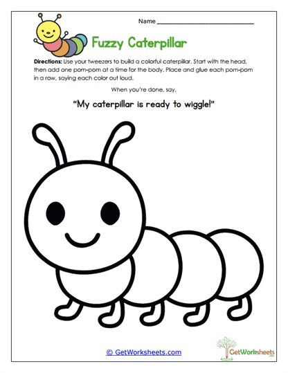 Fuzzy Caterpillar Build Worksheet