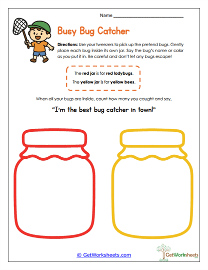 Bug Jar Sorting Worksheet