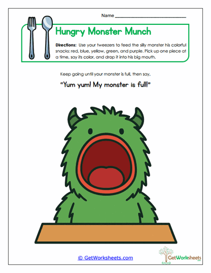 Monster Snack Sort Worksheet