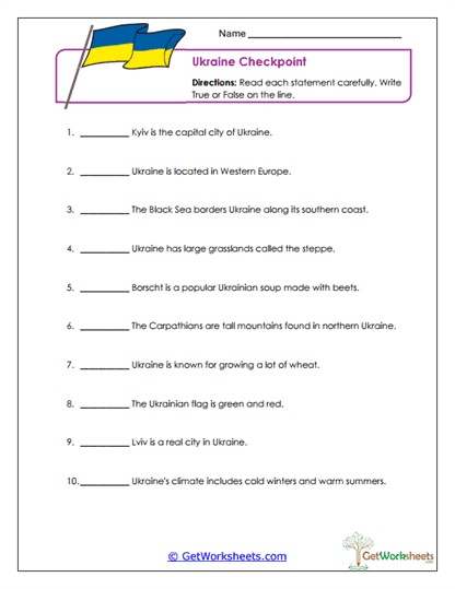 True or False Worksheet