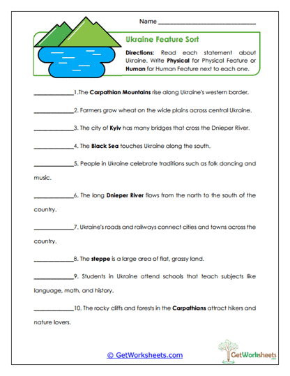 Feature Classification Worksheet