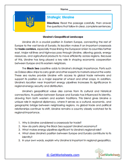Geopolitical Reading Worksheet