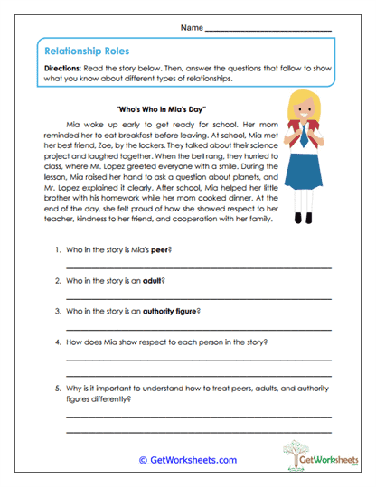 Relationship Roles Worksheet
