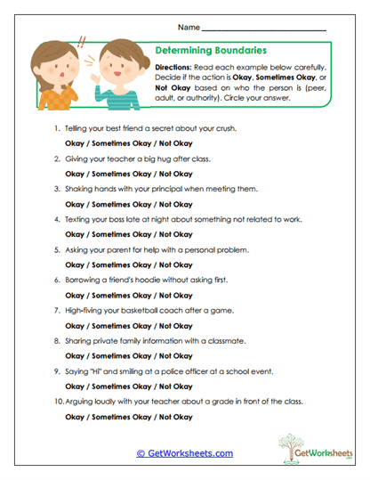 Determining Boundaries Worksheet