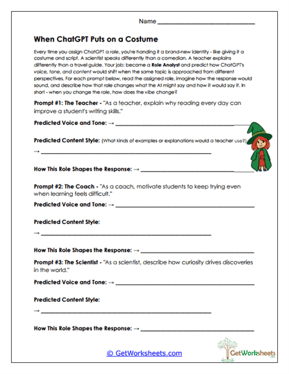 When ChatGPT Puts on a Costume Worksheet