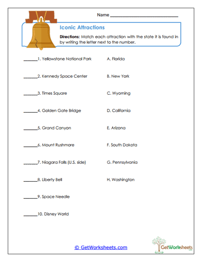 Attraction Match Worksheet