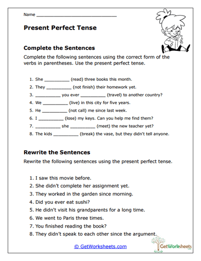 Present Perfect Review Worksheet