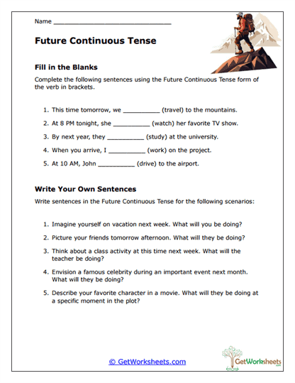 Future Continuous Review Worksheet